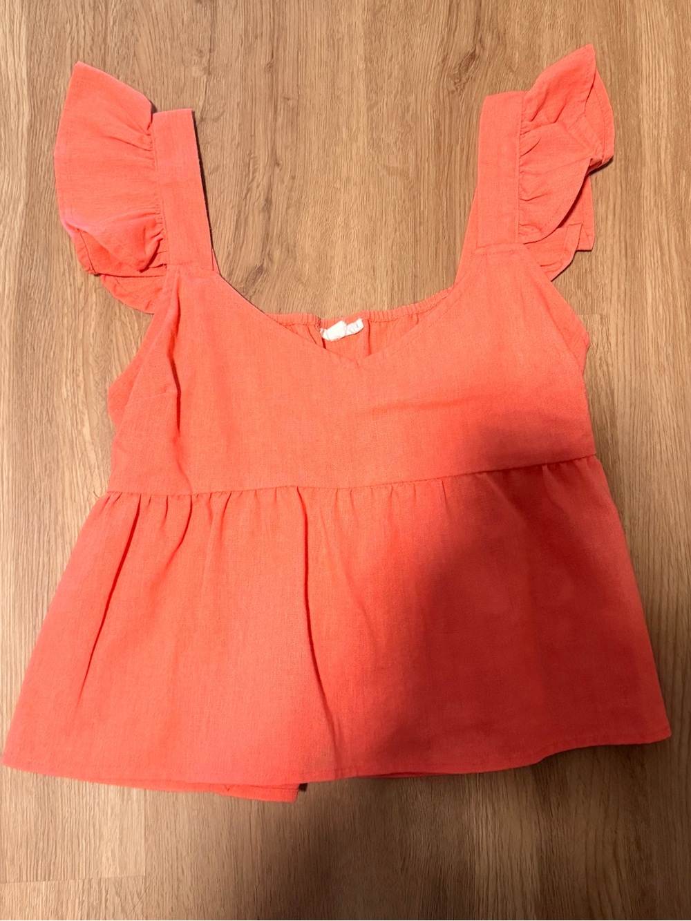 Coral Ruffle Sleeve Peplum Tank Top